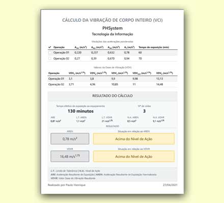 Imprima resultado de cálculos SST personalizados